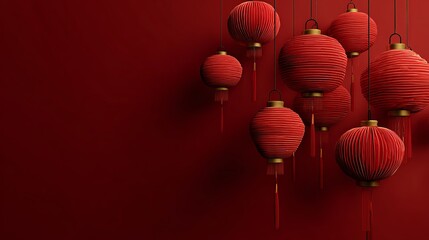 Vibrant red lanterns cast a warm glow, symbolizing luck and prosperity for festive celebrations and cultural events.