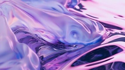 Close-up of swirling purple, blue, and pink liquid colors forming fluid shapes and vibrant hues, crafting a dynamic abstract background with smooth, flowing color transitions.