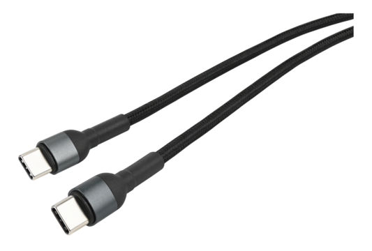 Black usb type c cable connector charger isolated on a transparent background. Full depth of field. PNG. - Powered by Adobe