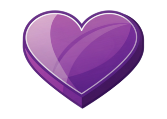 Purple heart symbol art with glossy 3D design for love, romance, and  illustration