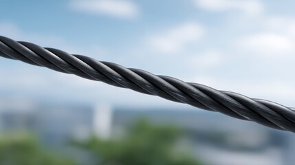 Close-Up of Stretched Carbon Rods Under Tension Highlighting Industrial Material Strength