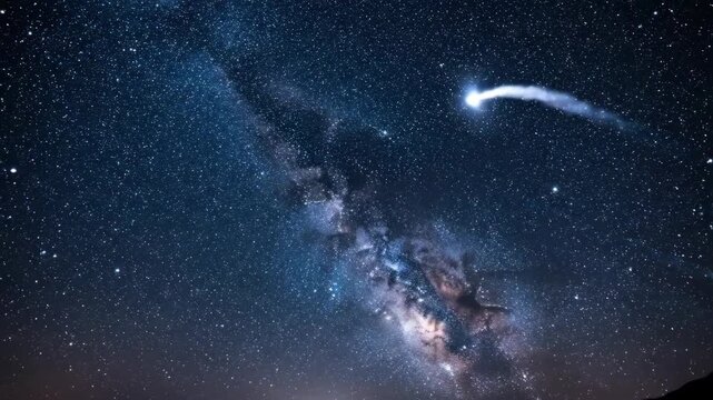 Stunning Celestial Display: Captivating Meteor Shower Streaking Across the Night Sky