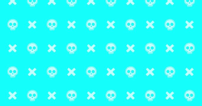 skull emo pattern light blue background