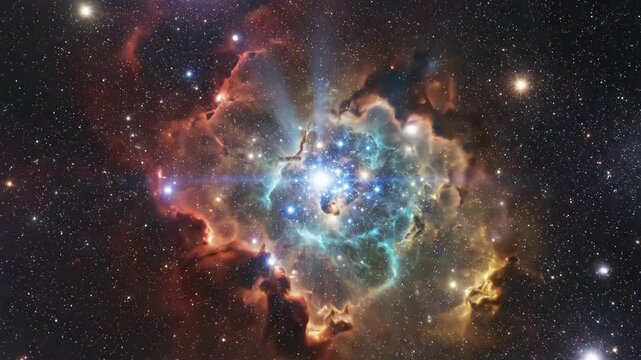 Stunning Cosmic Nebula Displaying Celestial Wonders and a Vibrant Starbirth Region