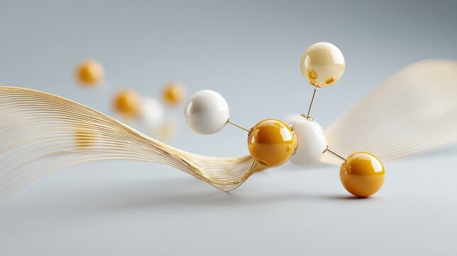 Molecular Structure with Abstract Wave, Representing Science, Technology, and Innovation in a Clean, Modern Design