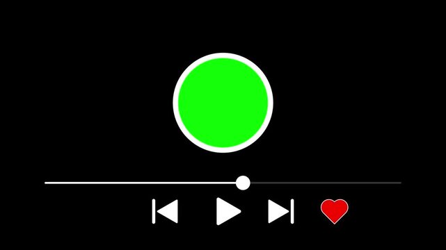 Black screen music player overlay template animation with green sreen frame.