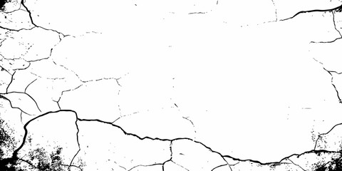 black and white dust and cracked concrete wall Texture pattern design element white background.
