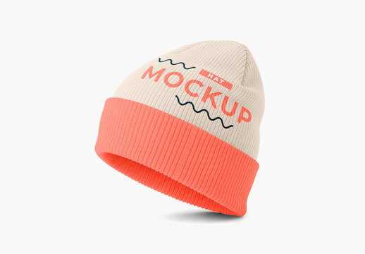 Ribbed Knit Beanie Winter Apparel Hat Mockup