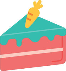 Carrot cake slice with teal frosting candy carrot