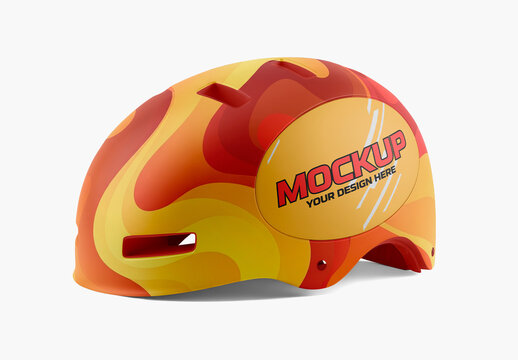 Sleek Ventilated Bicycle Safety Helmet Rendering Mockup