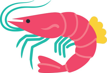 Vibrant pink shrimp illustration