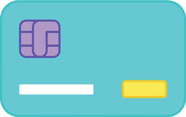Modern turquoise credit card with chip