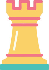 Yellow chess rook icon strategy and game symbol