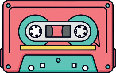 Retro cassette tape illustration 80s music icon