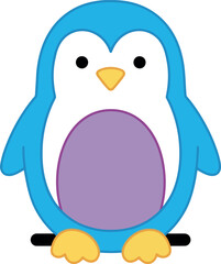 Cute blue penguin cartoon character