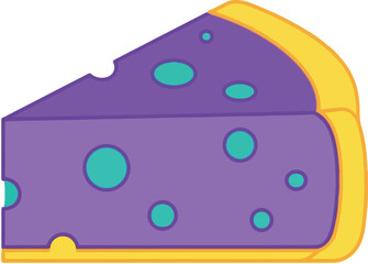 Whimsical purple cheese slice icon