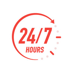 24 hours 7 icon design. 24 7 support. Hotline customer service concept. Call center. Vector illustration