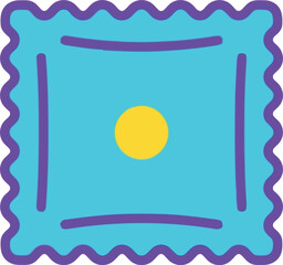 Cute cartoon stamp icon with yellow dot