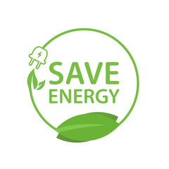 Save energy icon. Eco plug with leaf. Energy saving symbol. Energy icon with green leaf. Eco friendly. Vector illustration