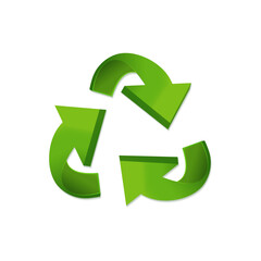 3d style of recycled with green colors. Green triangular eco recycle icons. Restarting arrow icons. Save green planet concept. Vector illustration