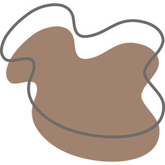 Abstract Organic Shape Overlayed by a Thin Gray Line on Transparent Background Neutral Brown and Gray Palette