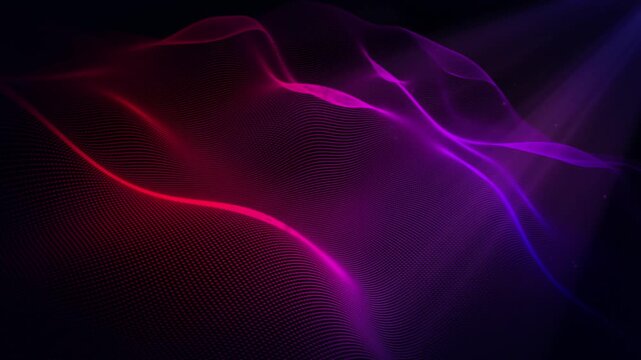 Abstract glowing neon gradient digital waves flow background. Blue and purple cyber technology waves motion. Technology, blockchain, engineering, audio waveform, big data visualization. 4k animation - Powered by Adobe
