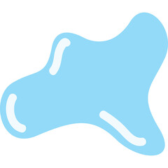 Abstract Light Blue Blob Shape with White Highlights on a Transparent Background Simple Form with Soft Edges and Smooth Texture