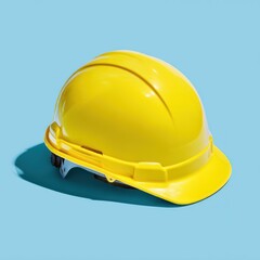Fototapeta premium Yellow safety helmet on blue background