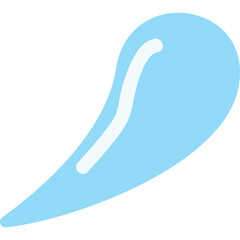 Abstract Light Blue Drop Shape with White Swirl Detail Isolated on Transparent Background