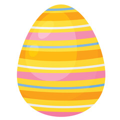 A Festive Easter Egg Adorned with Vibrant Pink Blue and White Horizontal Stripes on a Transparent Background Symbolizing Spring Celebration and Joy