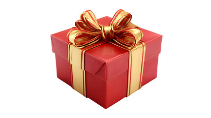 Obraz premium 3-D wrapped Christmas gift with satin bow isolated on white background