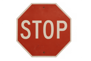 Stop sign standing prominently, instructing drivers to halt, ensuring road safety and traffic control, with transparent background