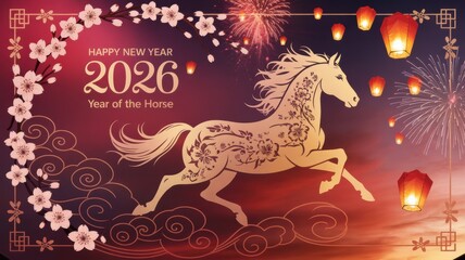 New Year's card for the Year of the Horse 2026.