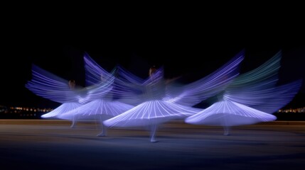 Dynamic Rhythmic Patterns of Motion Blur in Graceful Dance Performance at Night