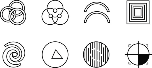 Vector art of eight different geometric shapes