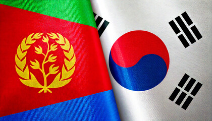 韓国の国旗とエリトリアの国旗(Korea Flag & Eritrea flag.)

