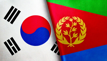 韓国の国旗とエリトリアの国旗(Korea Flag & Eritrea flag.)

