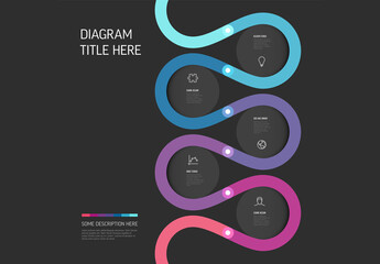 Minimal Infographic Timeline Diagram with Wavy Lines and Icons