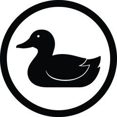 Illustration of a duck silhouette inside a circle frame vector