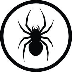 Illustration of a spider arachnid in a circle silhouette vector