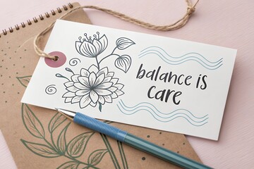 Drawing on note with balance is care message