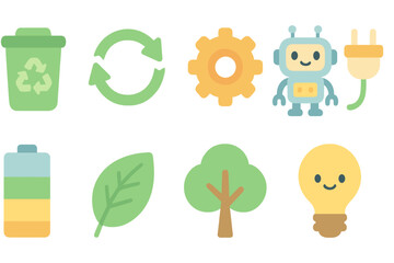 Obraz premium Eco, environment line icon set. Renewable, energy, sustainable icons outline collection