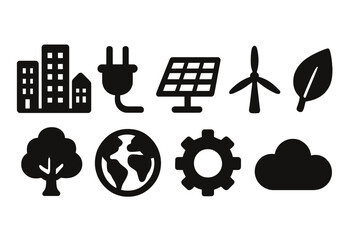 Eco, energy silhouette icon set. Environment, sustainability icons silhouette collection