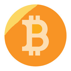 Bitcoin cryptocurrency coin with orange color isolated on white background, digital currency