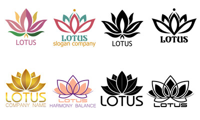 lotus balance harmony logo creative and original for your business or company set logotype cartoon stock color and black and white vector illustration isolated on white background