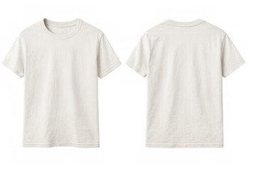 White t-shirt mockup showing front and back views, blank garment template for design and branding, with transparent background