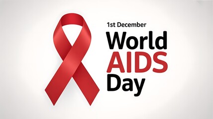 World aids day awareness with red ribbon isolated on white background, 1st december