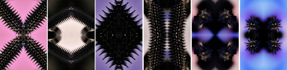 Abstract Macro Symmetry – Spiked Forms & Soft Color Gradients