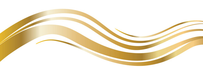 Gold flowing ribbon, premium curve element, elegant vector shape for brochure