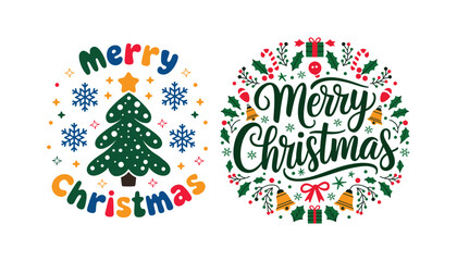 Festive Merry Christmas Design with Holiday Elements